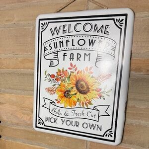 Welcome Sunflower Farm Sign. Porcelain Enamel with rustic edges. 16x12 inches
